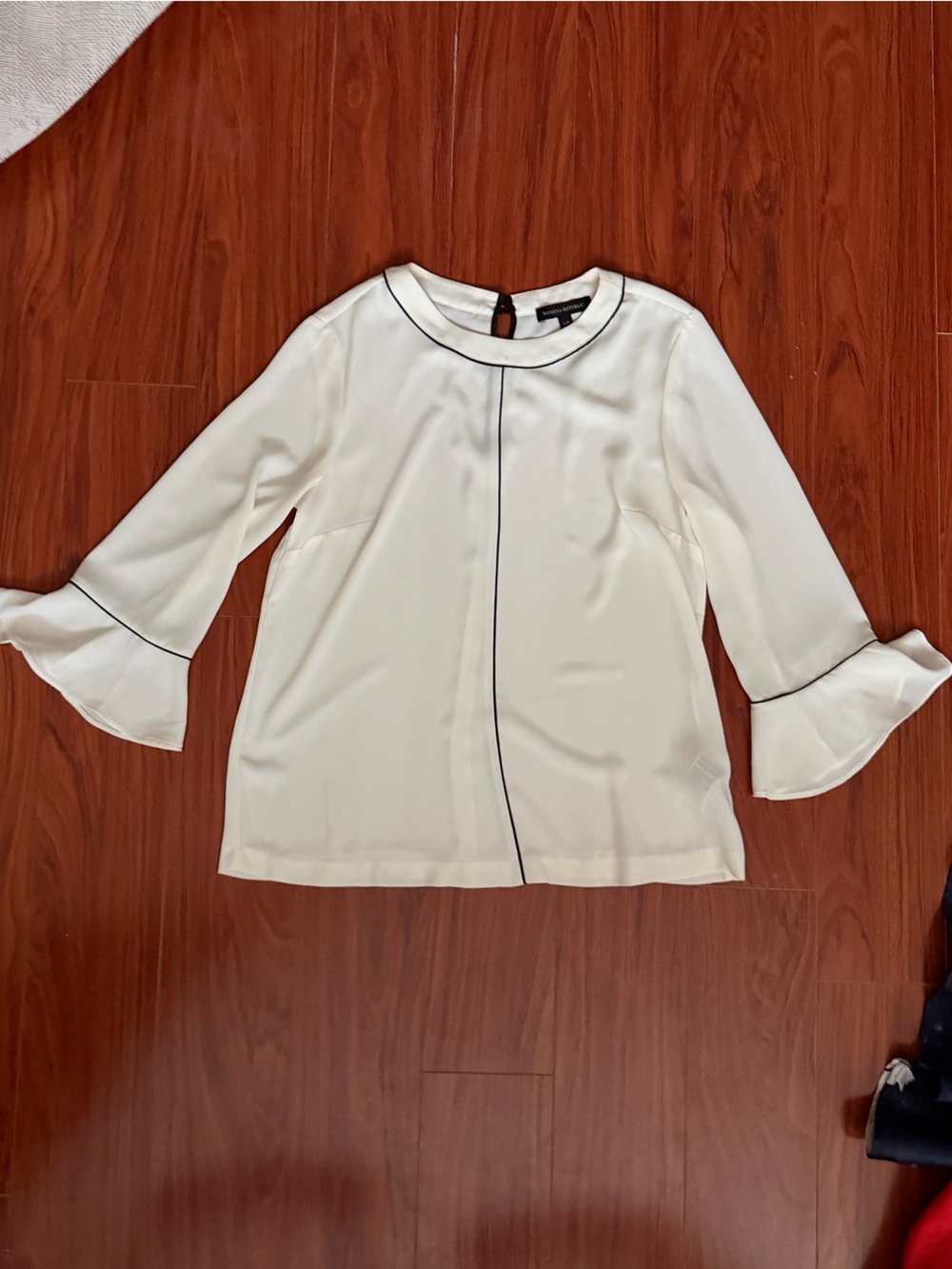 Banana Republic Cream Blouse with Black Trim